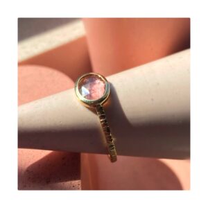 Złoty pierścionek DIUNA 01 z różowym turmalinem