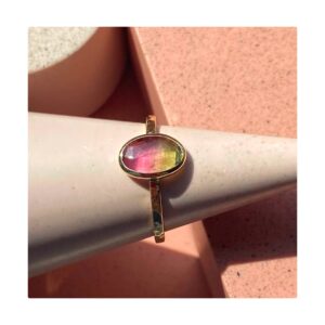 Złoty pierścionek DIUNA z turmalinem bicolor