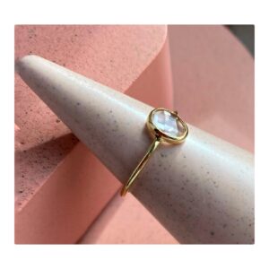 Złoty pierścionek DIUNA z białym turmalinem