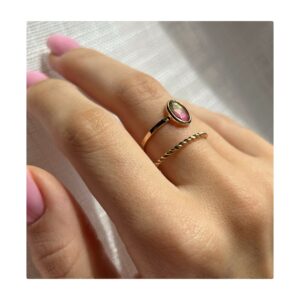 Złoty pierścionek DIUNA z turmalinem bicolor