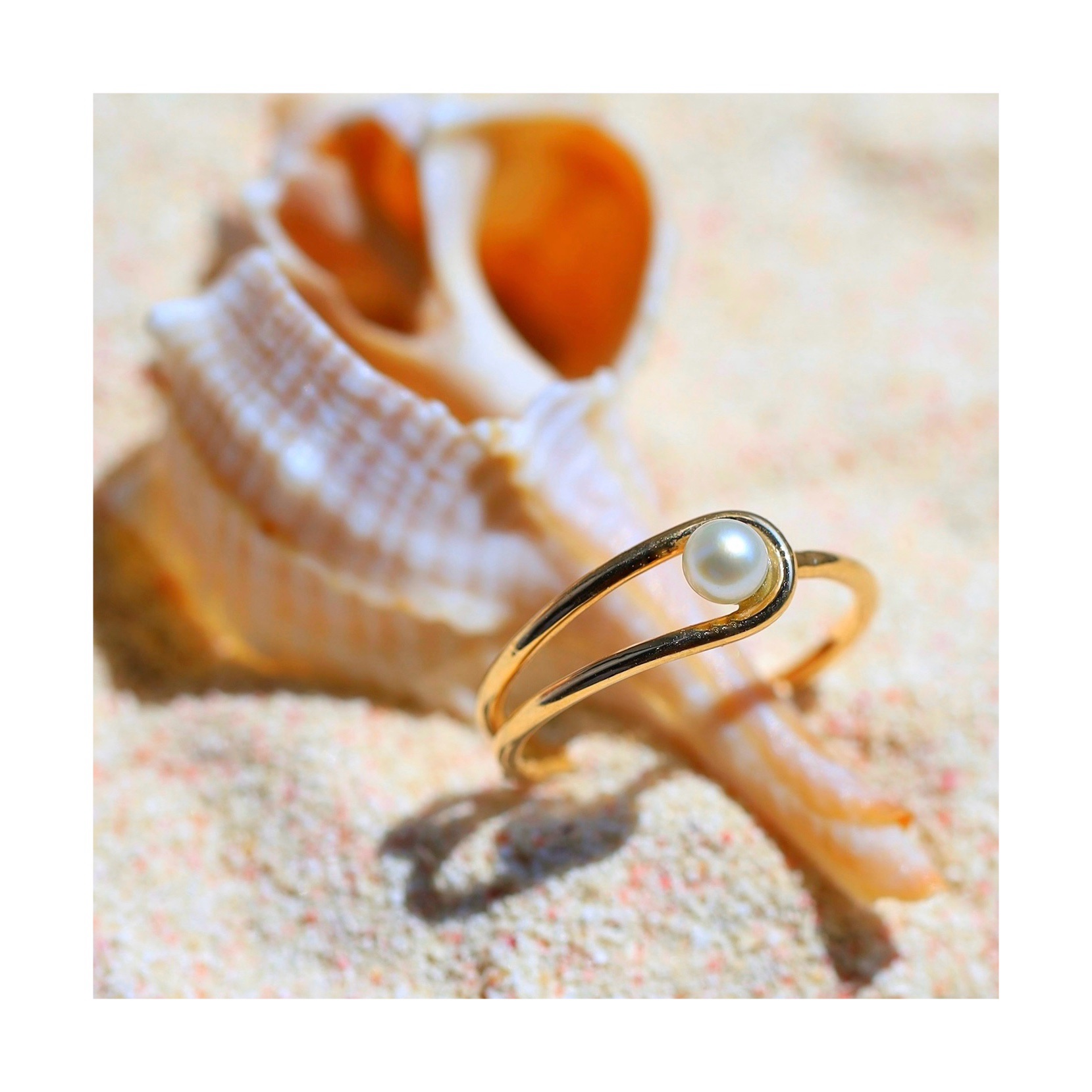 ISLA - pierścionek z perłą ze złota - obrazek 7