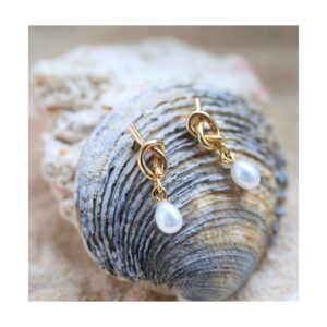ISLA- złote kolczyki z perłą